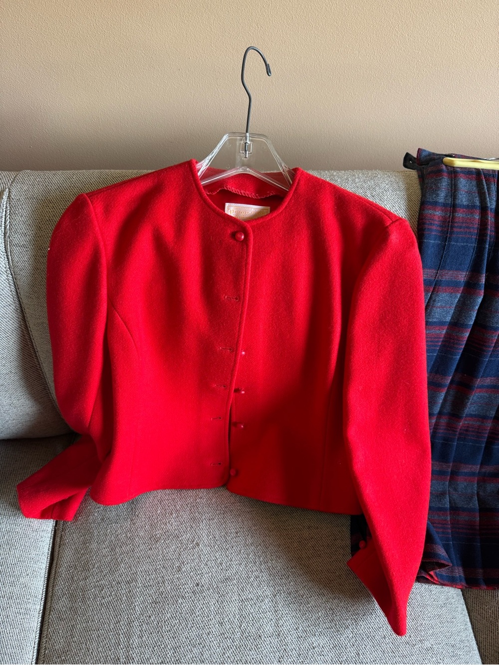 Pendleton Red Wool Buttoned Coat - Picture 2 of 5